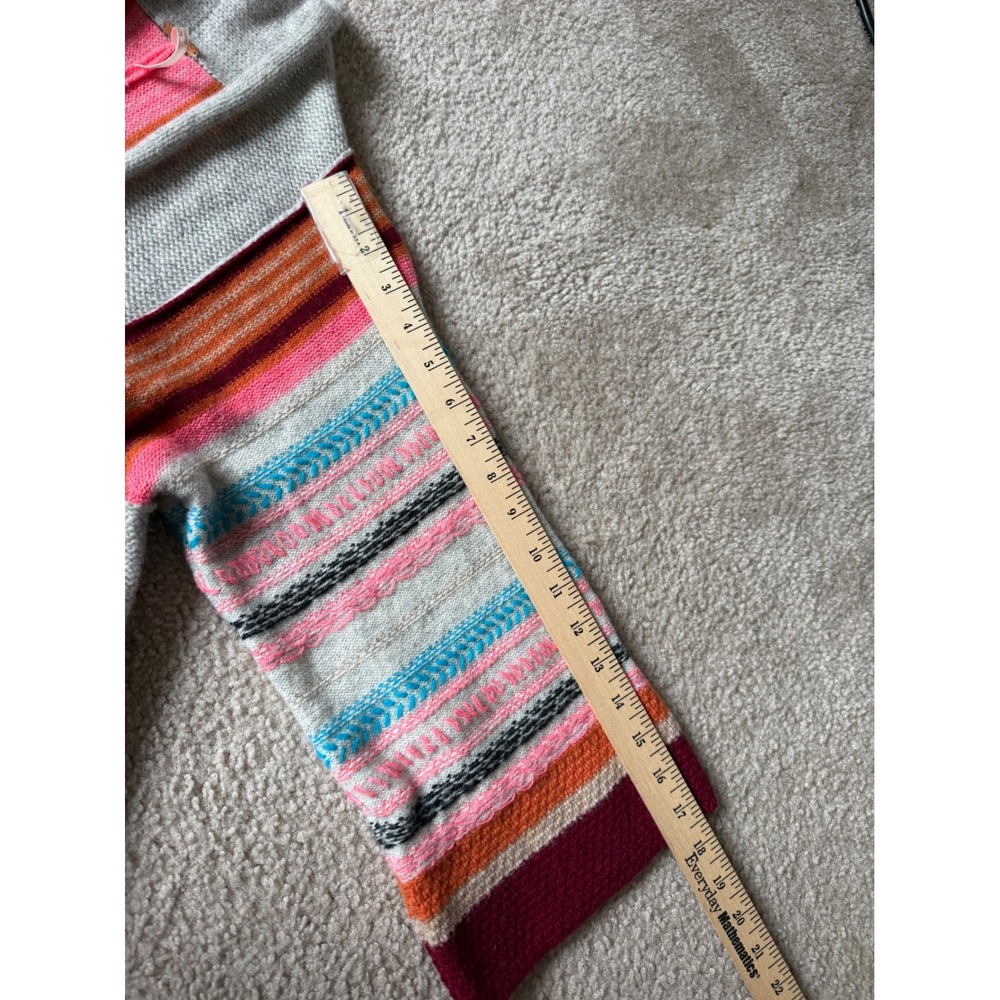 Free People Cardigan Sweater Boho Striped Wool Blend Grey Medium - Picture 7 of 9